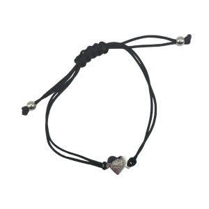 Rope Bracelet - Black with Silver Heart