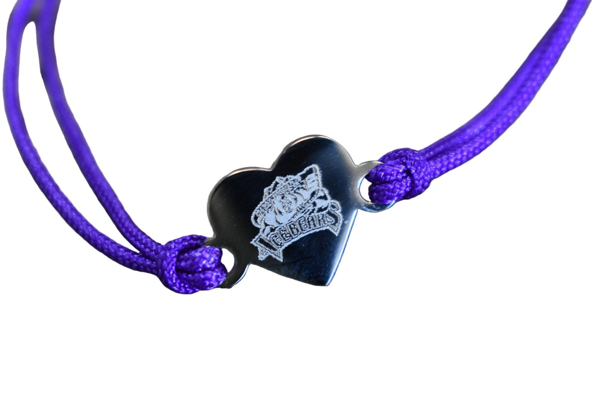 Rope Bracelet - Purple with Silver Heart