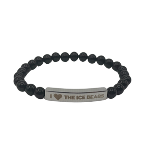 I Heart the Ice Bears Bead Bracelet - Black with Silver Bar